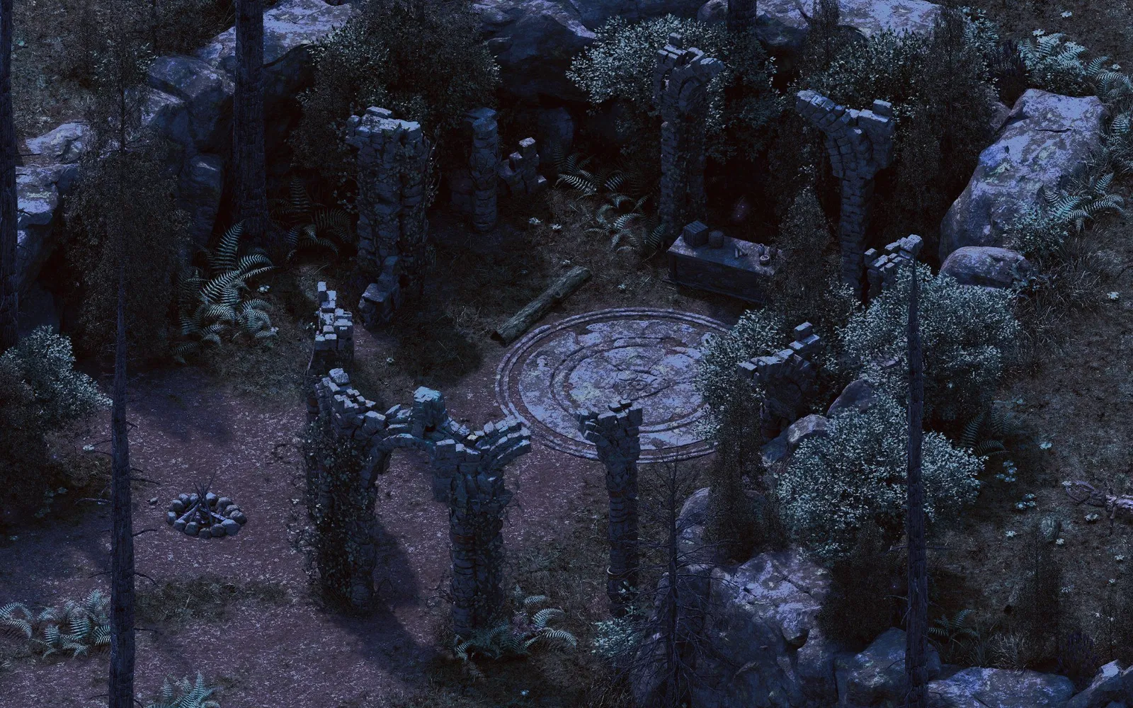 Pillars of Eternity – kamienne ruiny nocą, nagroda za złotą kampanię