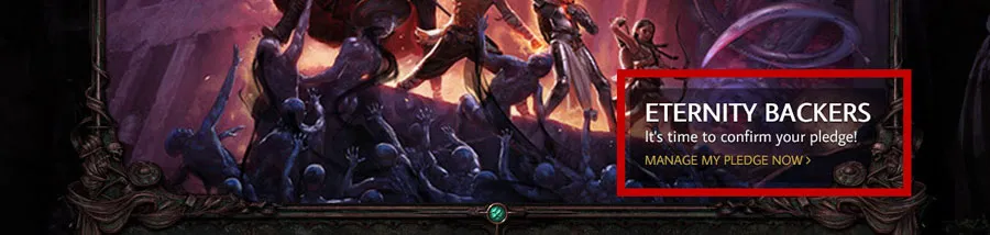 Portal donatorów Pillars of Eternity – przycisk „Manage my pledge”