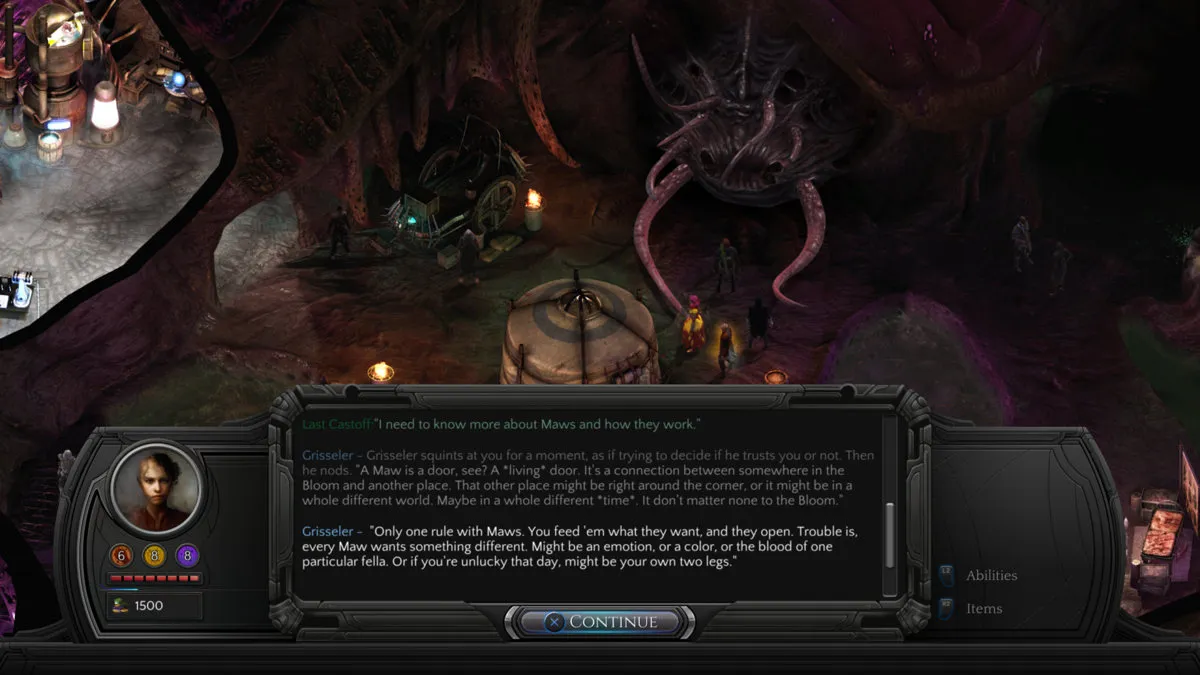 Torment: Tides of Numenera – rozmowa w jaskini z mackami
