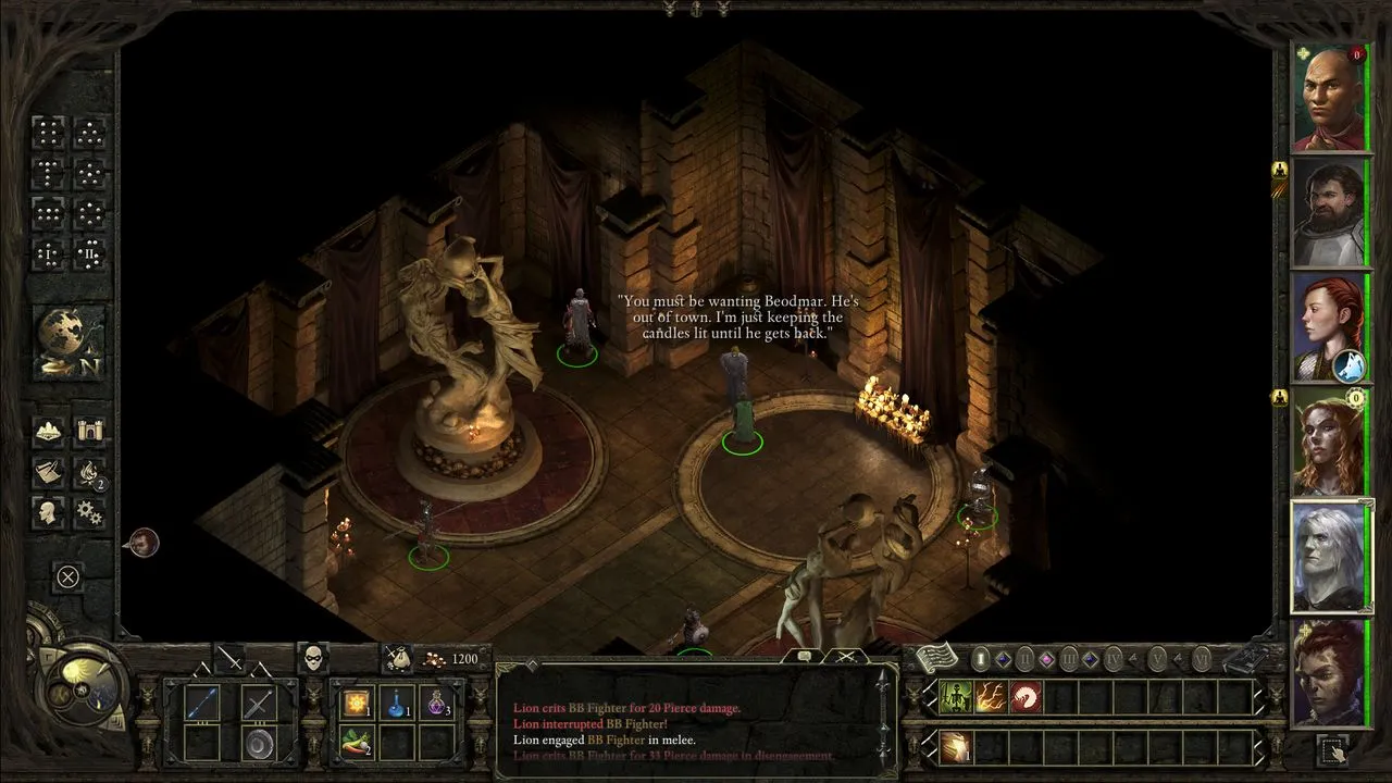 Pillars of Eternity z fanowskim interfejsem w stylu Infinity Engine – wnętrze