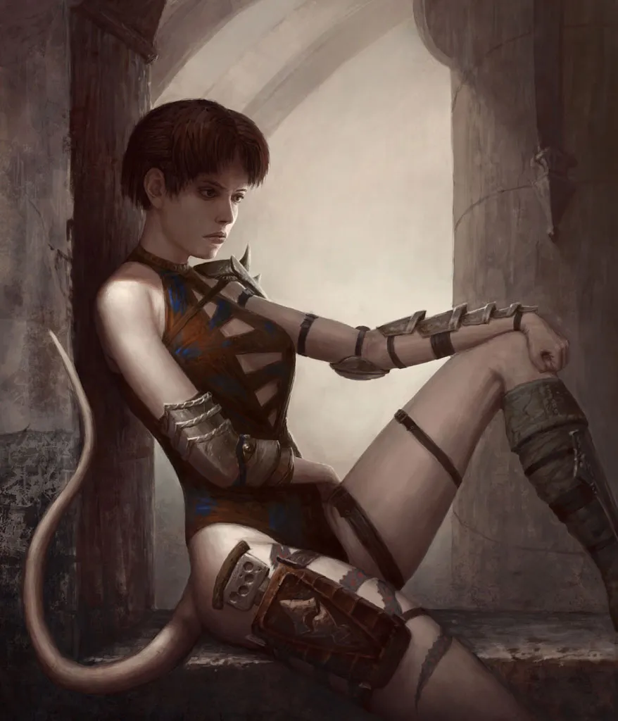 Anna Spośród Cieni siedząca na parapecie – grafika Planescape: Torment