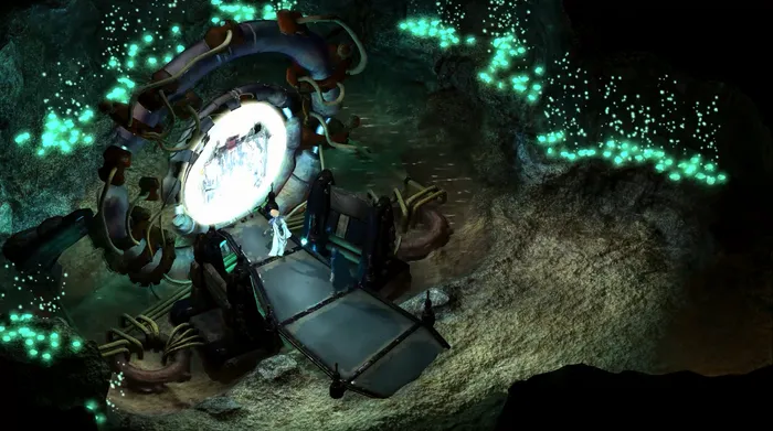 Torment: Tides of Numenera – świecący portal w jaskini