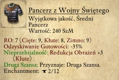 Karta przedmiotu „Pancerz z Wojny Świętego” z Pillars of Eternity