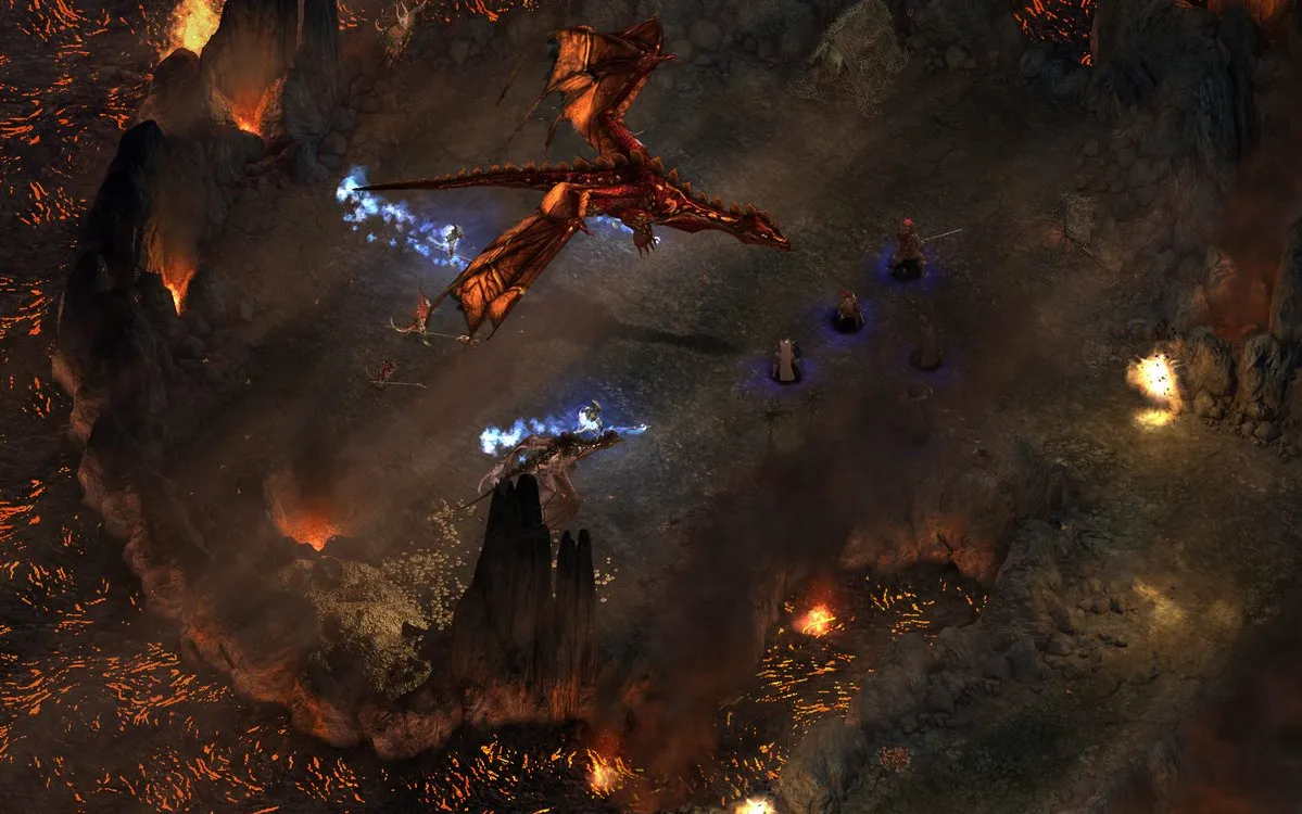 Drak – smok w jaskini pełnej lawy z Pillars of Eternity