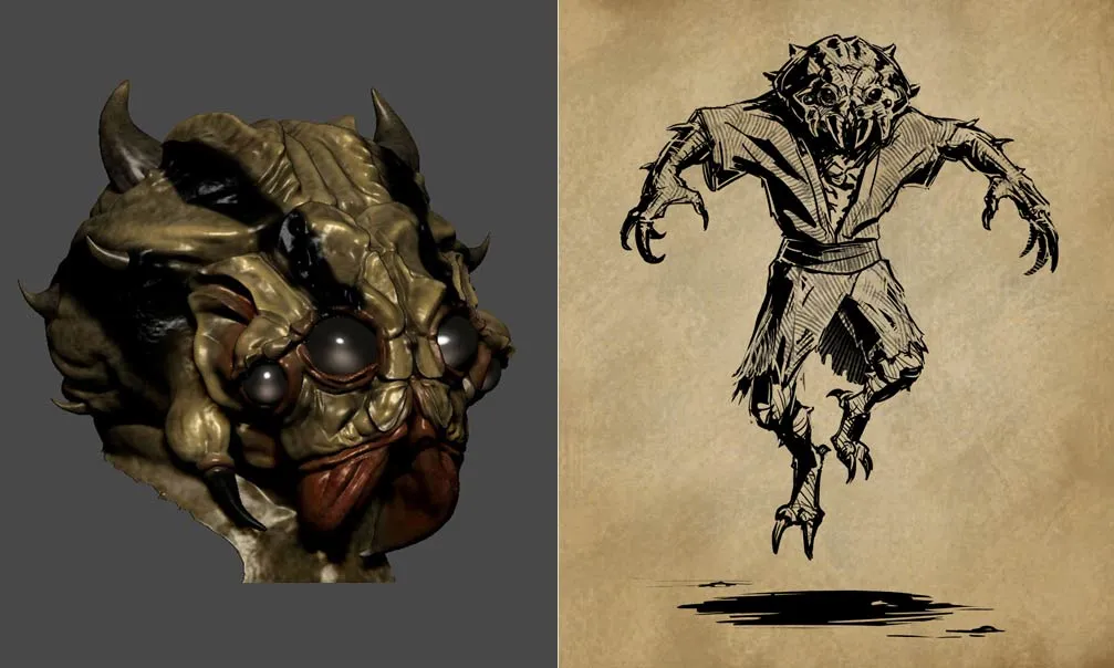 Witrak – model głowy i szkic koncepcyjny z Pillars of Eternity: The White March