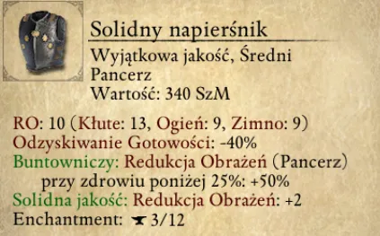 Karta przedmiotu „Solidny napierśnik” z Pillars of Eternity