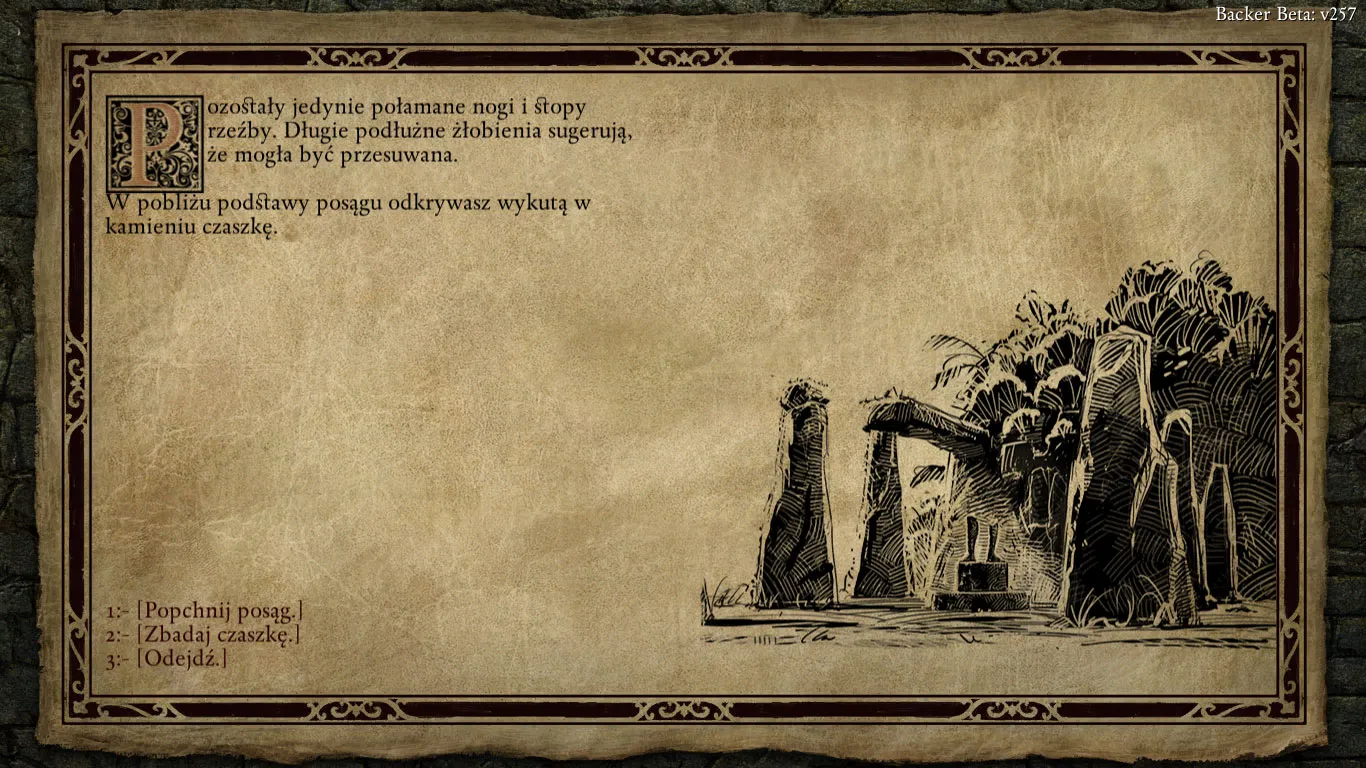 Pillars of Eternity – interaktywna scena tekstowa z posągiem