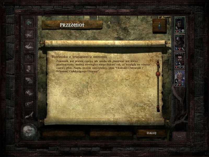 Icewind Dale – opis przedmiotu „Buteleczka z wyciągiem z ostrorośli”