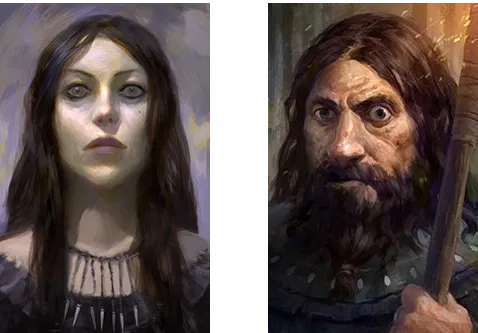 Portrety Zrozpaczonej Matki i Niezłomnego, towarzyszy z Pillars of Eternity
