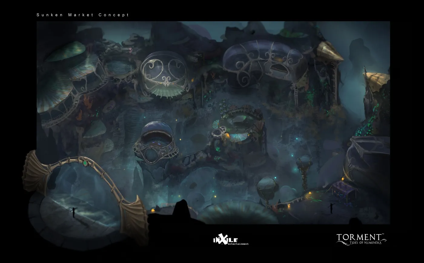 Szkic koncepcyjny Zatopionego Rynku z Torment: Tides of Numenera