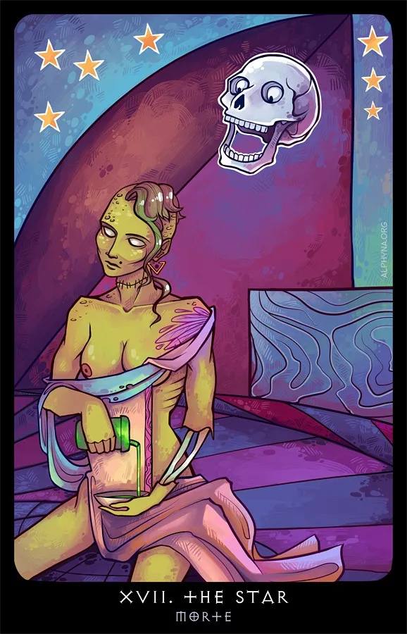 Karta tarota „XVII. Gwiazda” (Morte) z tarota Alphyny
