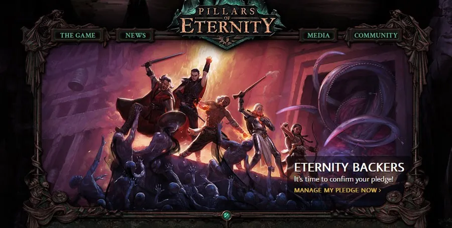 Portal donatorów Pillars of Eternity – strona główna