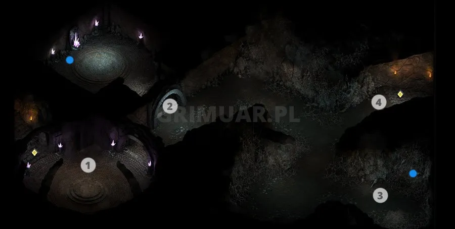 Mapa 10. poziomu Bezkresnych Ścieżek Od Nuy z oznaczeniami (Pillars of Eternity)