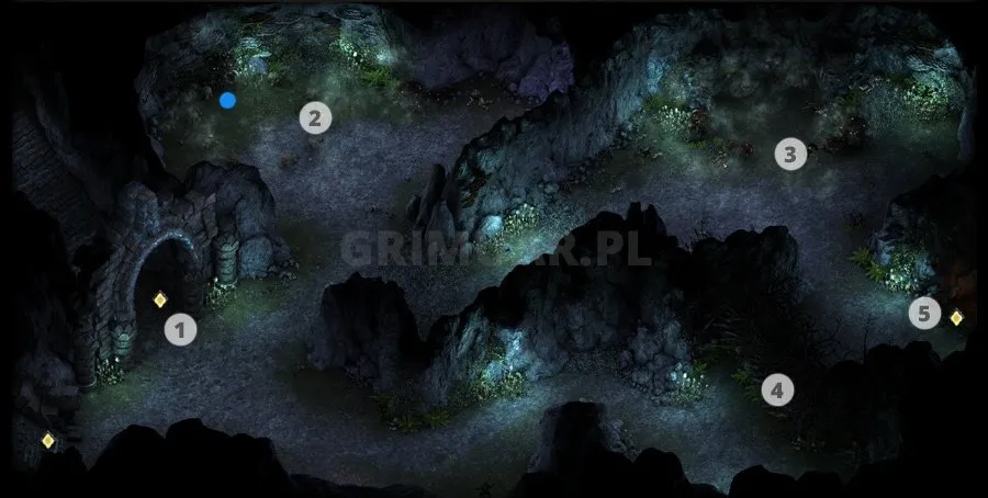 Mapa 11. poziomu Bezkresnych Ścieżek Od Nuy z oznaczeniami (Pillars of Eternity)