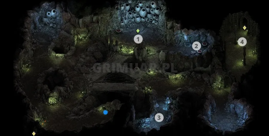 Mapa 12. poziomu Bezkresnych Ścieżek Od Nuy z oznaczeniami (Pillars of Eternity)