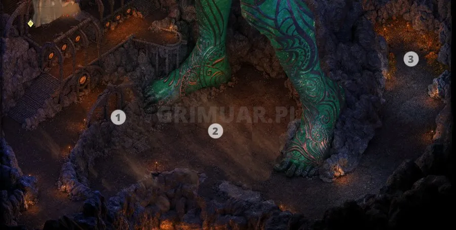 Mapa 15. poziomu Bezkresnych Ścieżek Od Nuy z oznaczeniami (Pillars of Eternity)