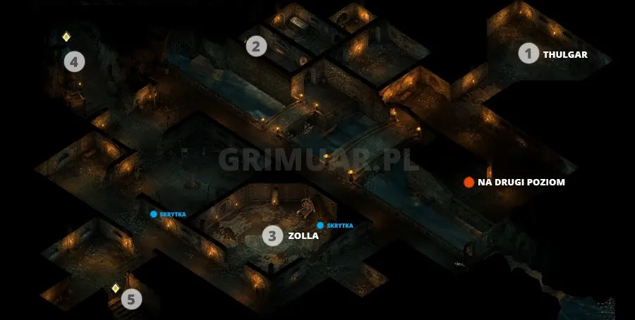 Mapa 3. poziomu Bezkresnych Ścieżek Od Nuy z oznaczeniami (Pillars of Eternity)
