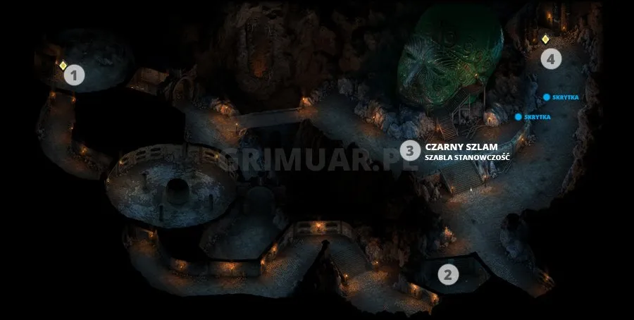 Mapa 4. poziomu Bezkresnych Ścieżek Od Nuy z oznaczeniami (Pillars of Eternity)