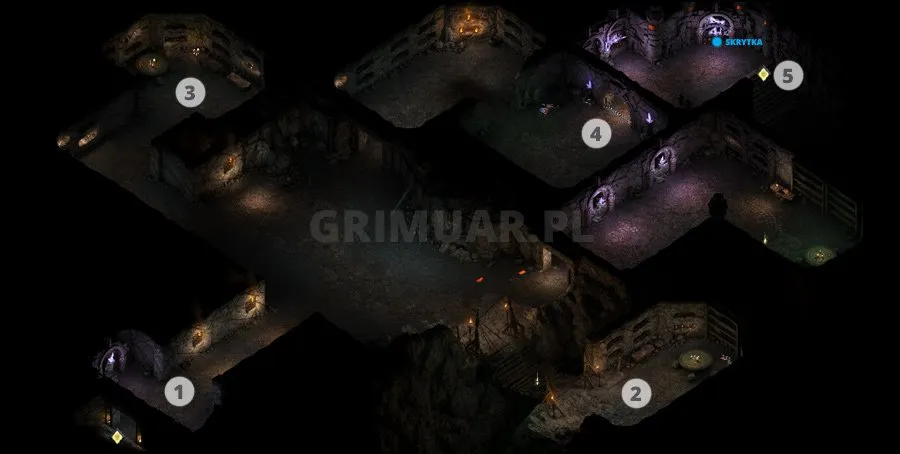 Mapa 6. poziomu Bezkresnych Ścieżek Od Nuy z oznaczeniami (Pillars of Eternity)