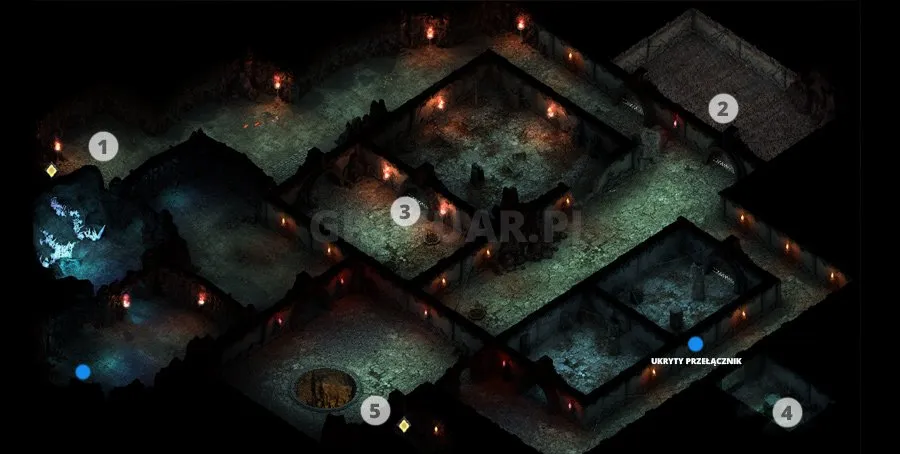 Mapa 9. poziomu Bezkresnych Ścieżek Od Nuy z oznaczeniami (Pillars of Eternity)