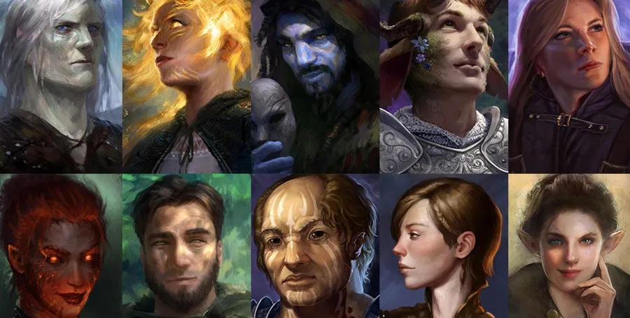 Portrety przedstawicieli ras z Pillars of Eternity