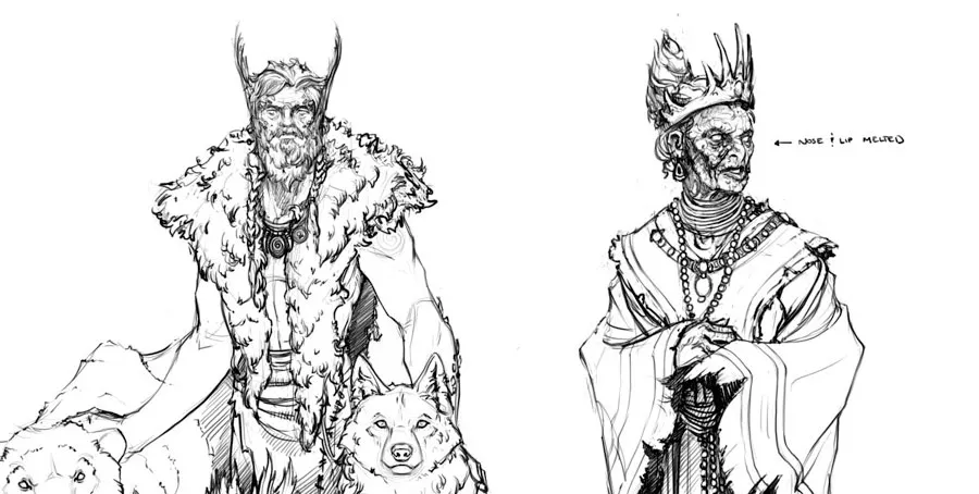 Szkice bóstw z panteonu Pillars of Eternity