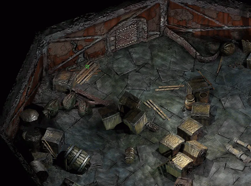 Miejsce ze Starożytnym Zwojem – pomieszczenie ze skrzyniami w Planescape: Torment