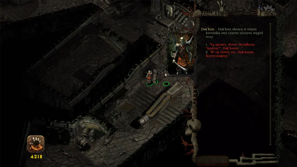 Mod dialogowy do Planescape: Torment – panel boczny z dialogiem w Ulu
