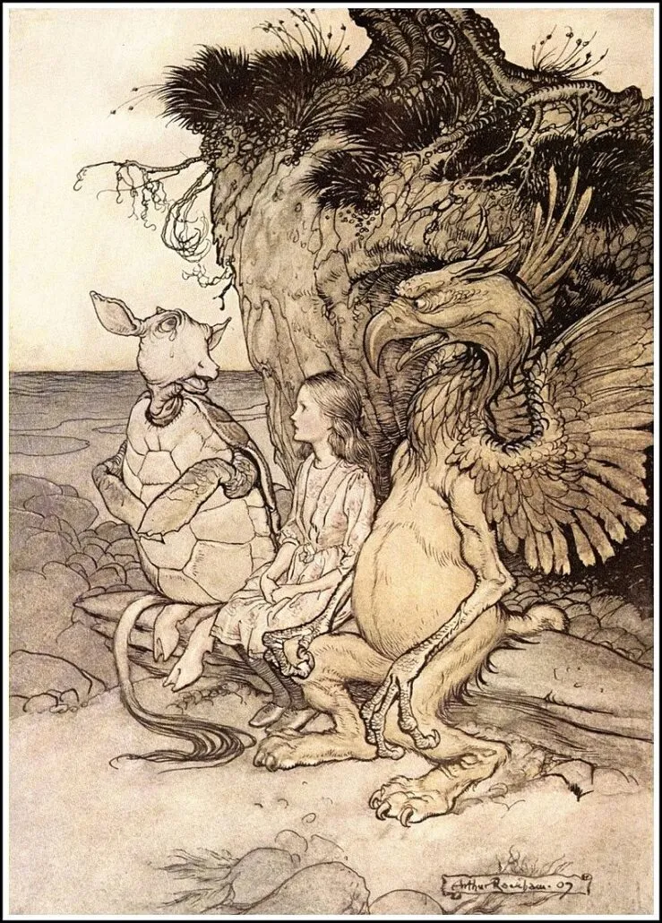 Ilustracja Arthura Rackhama do „Alicji w Krainie Czarów” – Gryf i Żółw