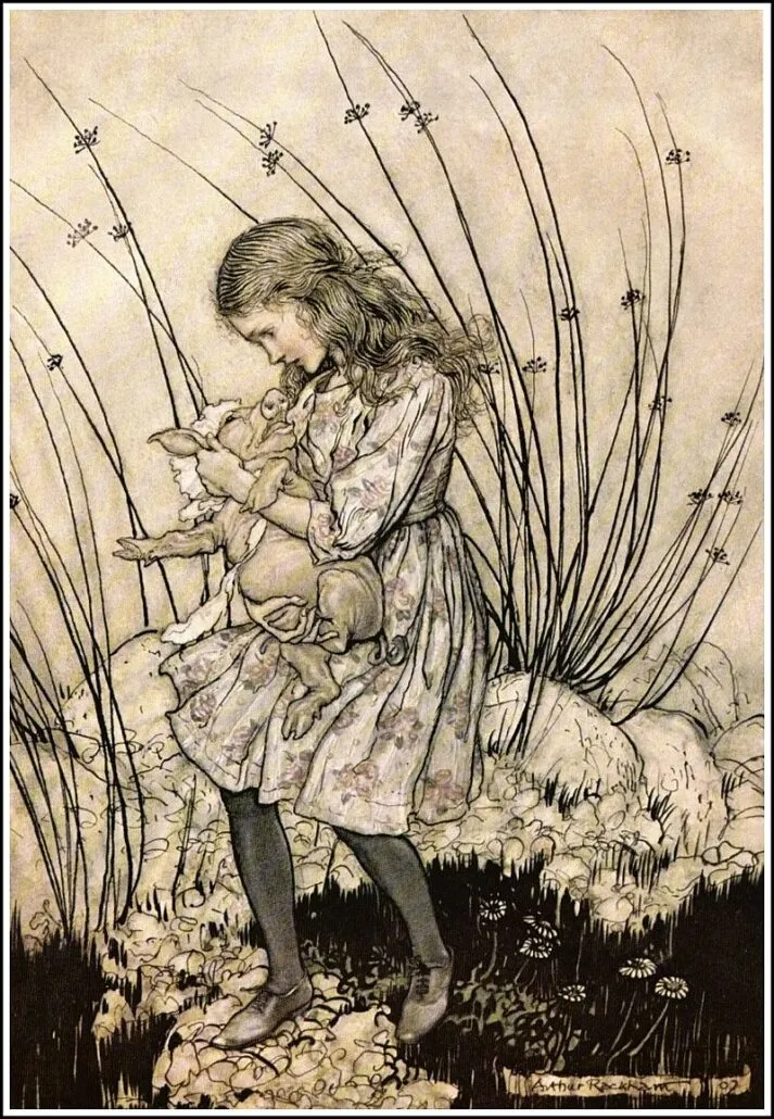 Ilustracja Arthura Rackhama do „Alicji w Krainie Czarów” – Alicja wśród wysokich traw